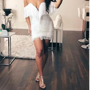 White Fringe Dress